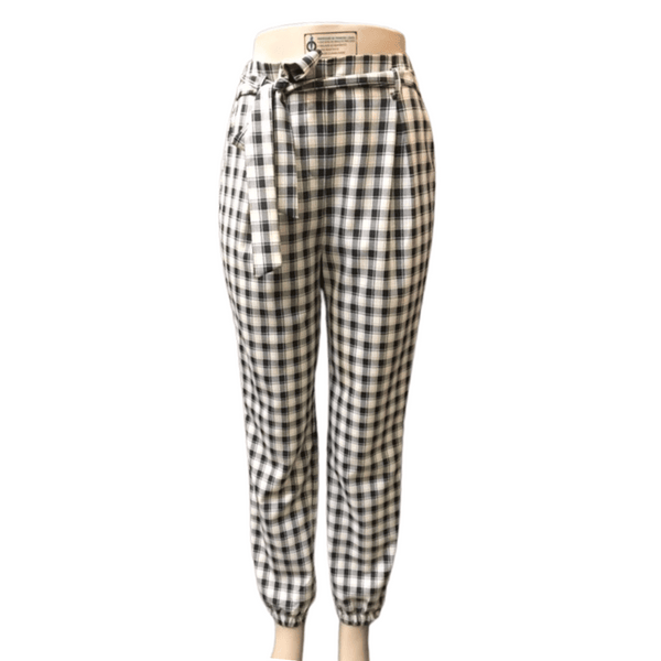 Belted Spring Plaid Pants 6 Pack (Size: S-M-L, 2-2-2)