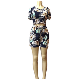 2 PCs Floral Short Set 6 Pack Assorted Colors (Size: S/M-L/XL, 3-3)