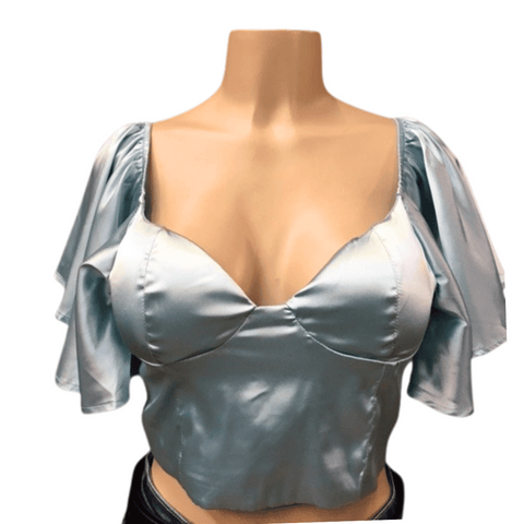 Crop Satin Fashion Blouse 3 Pack Per Color (Size: S-M-L, 1-1-1)