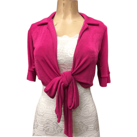 Tie Front Bolero Blouse 6 Pack Assorted Colors (Size: S-M-L, 2-2-2)