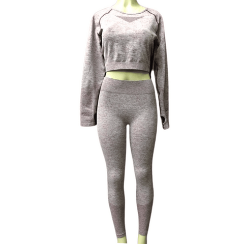 Crop Long Sleeve Active Wear Set 6 Pack Per Color (Size: S/M-M/L, 3-3)