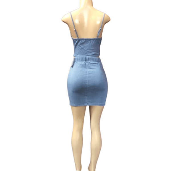 Stretch Denim 2 Pcs Skirt Set 6 Pack (Size: S-M-L, 2-2-2)