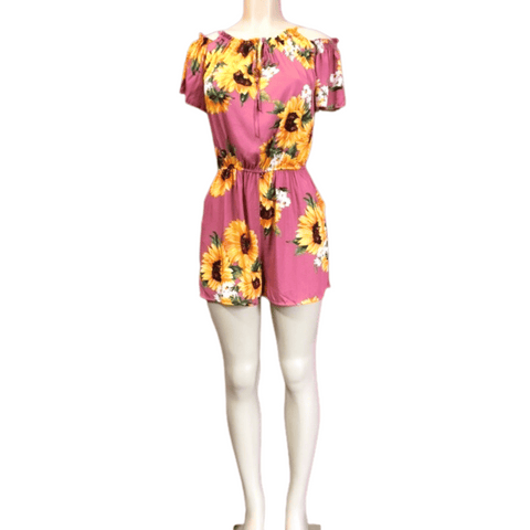 Off Shoulder Sunflower Romper 6 Pack Assorted Colors (Size: S/M-L/XL, 3-3)