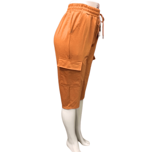 Tie Front Cargo Pocket Capri 6 Pack Assorted Colors (Size: S/M-L/XL, 3-3)