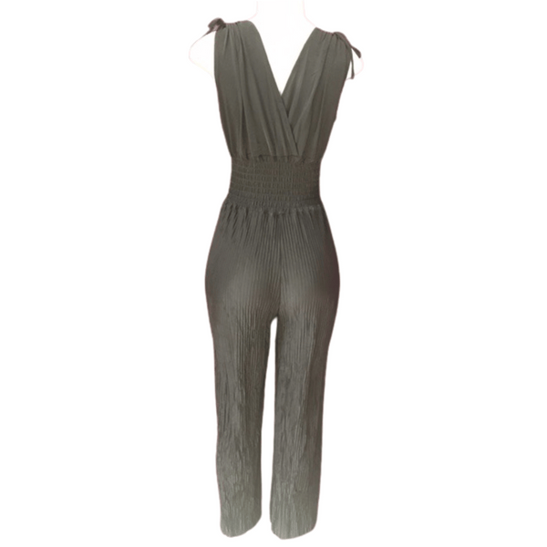 Pleated Cinched Waist V Neck Jumpsuit 6 Pack Assorted Colors (Size: S/M-L/XL, 3-3)