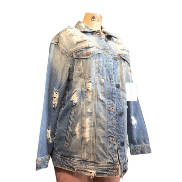 Distressed Long Denim Jacket 6 Pack (Size: S-M-L)