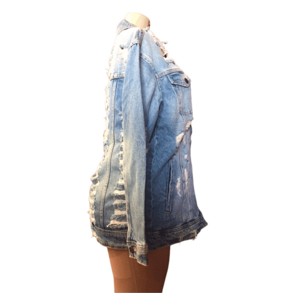 Distressed Long Denim Jacket 6 Pack (Size: S-M-L)