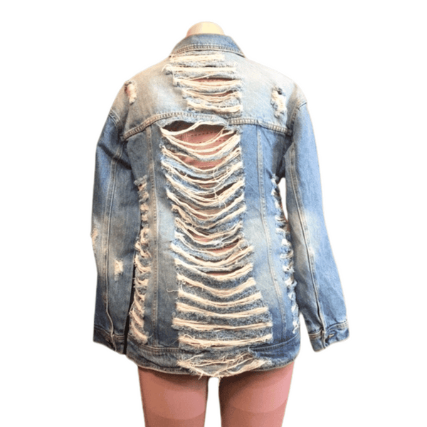 Distressed Long Denim Jacket 6 Pack (Size: S-M-L)