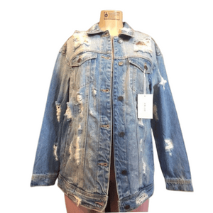 Distressed Long Denim Jacket 6 Pack (Size: S-M-L)