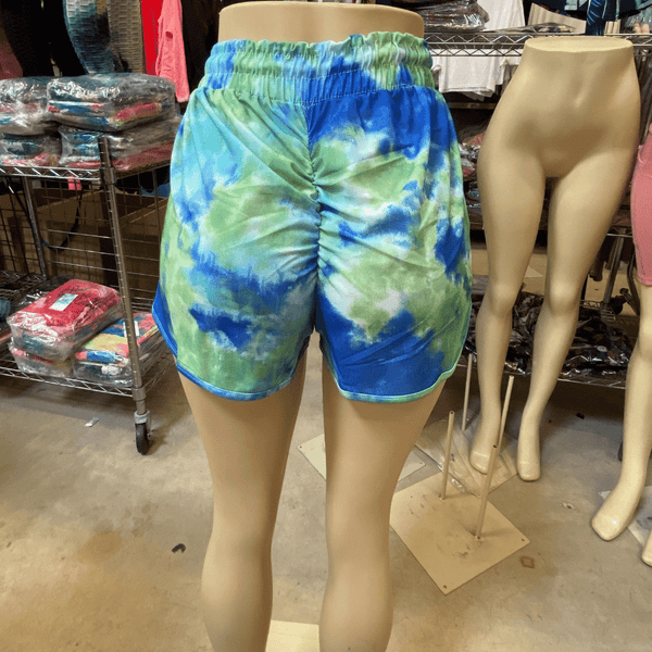 Tie-Dye Cinched Butt Lift Gym Short 6 PACK (S/M-L/XL, 3-3)