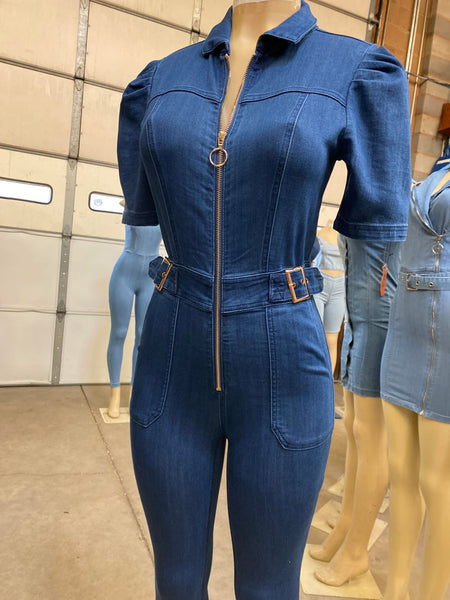 Denim Zipper Front Jumpsuit 3 Pack (S-M-L, 1-1-1)