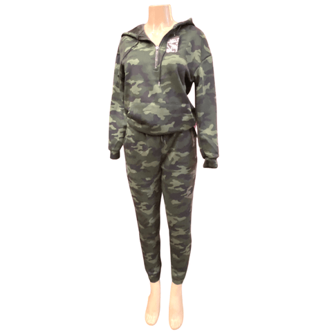 Camo Fur Lined Two Piece Hoodie Set Quarter Zip Top 4 Pack (S/M-L/XL, 2-2) Per Color