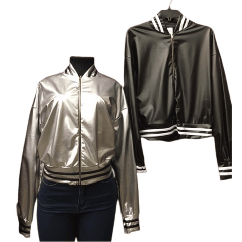 Leather Look Baseball Jacket 4 Pack Per Color (Size: S-M-L-XL, 1-1-1-1)