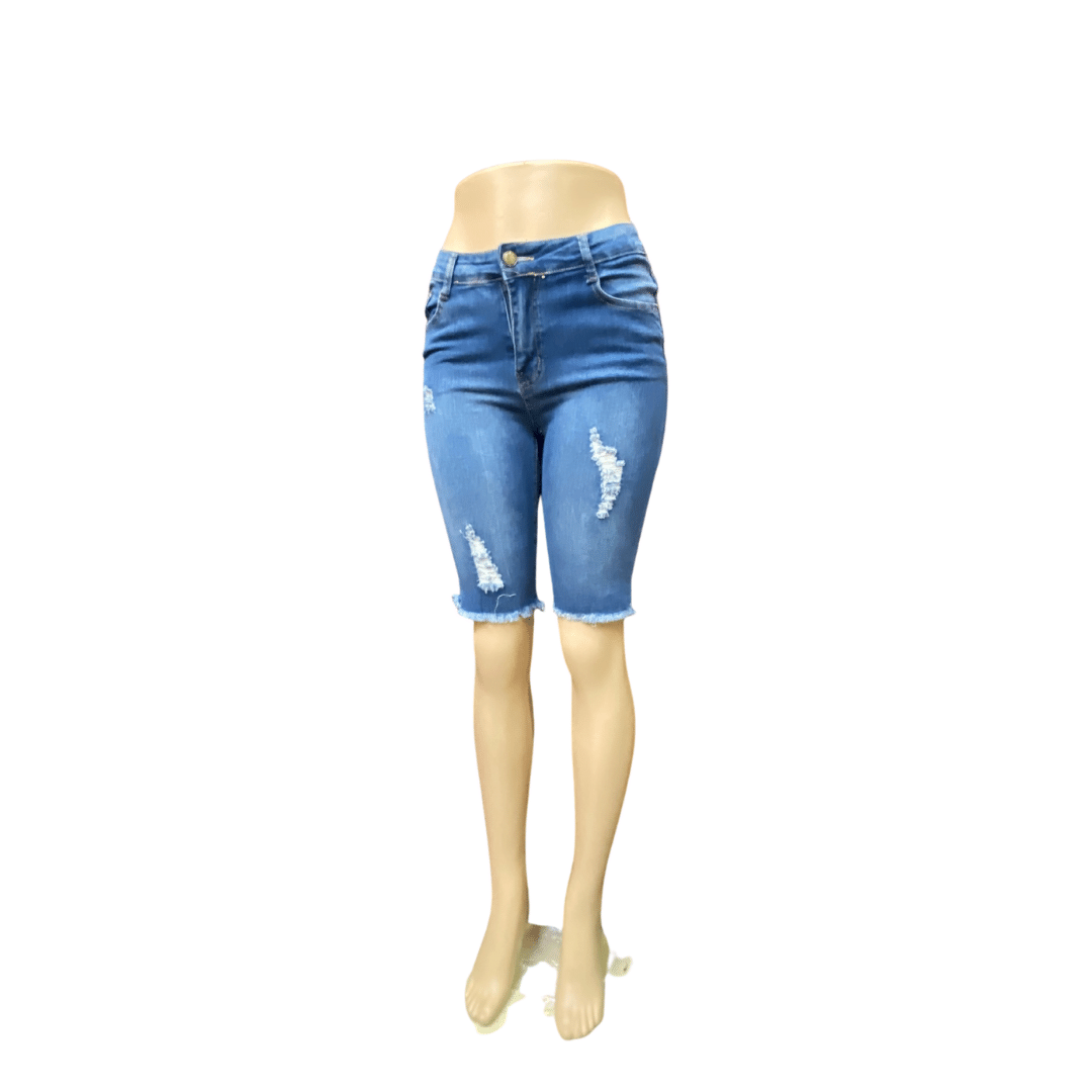 Denim Bermuda Distressed Shorts 12 Pack Medium Wash (Size: S/M(5/6)—M/L(7/8)- L/XL(9/10)-XL/XXL(11/12) ,2-4-4-2)