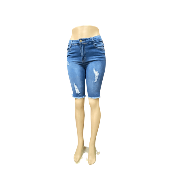 Denim Bermuda Distressed Shorts 12 Pack Medium Wash (Size: S/M(5/6)—M/L(7/8)- L/XL(9/10)-XL/XXL(11/12) ,2-4-4-2)