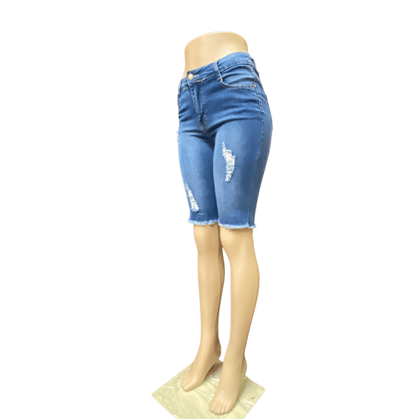 Denim Bermuda Distressed Shorts 12 Pack Medium Wash (Size: S/M(5/6)—M/L(7/8)- L/XL(9/10)-XL/XXL(11/12) ,2-4-4-2)