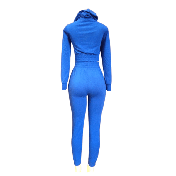 Zipper Front Hoody Crop 2 Side Pocket 2 PC Set 6 Pack Per Color (Size: S-M-L, 2-2-2)