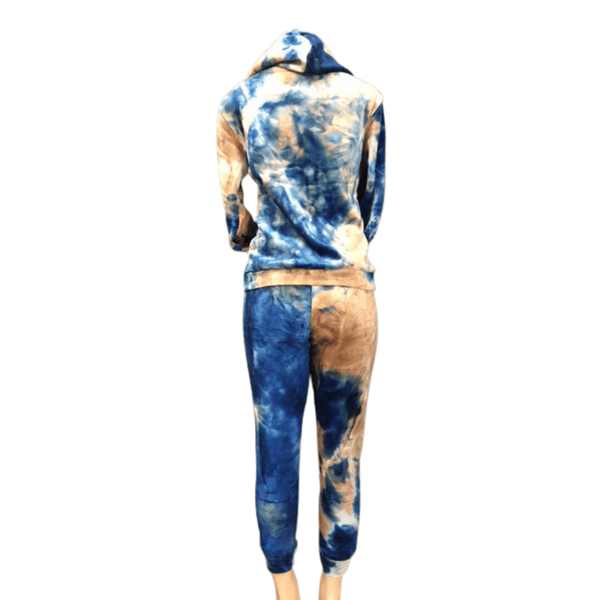 Plush Velour Zipper Front Hoody Tie dye Fleece Lined Set 6 Per Pack Assorted Colors (Size: S/M-L/XL, 3-3)