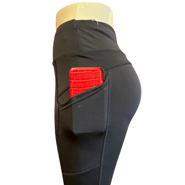 Spandex Black Leggings with Phone Pockets 8 Pack (S-M-L-XL, 2-2-2-2)