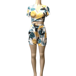 Floral Crop Short Set 6 Pack Assorted Colors (Size:  S/M-L/XL, 3-3)