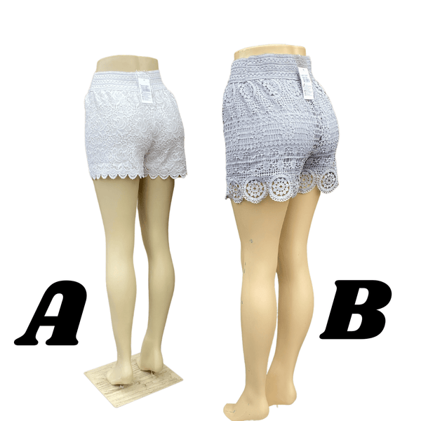 Elastic Waist Crochet Short 6 Pack  (Two Crochet Styles: A or B ) Assorted Color Per Style