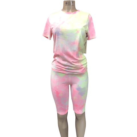 2 Piece Short Set Tye Dye 6 Pack (Size: S-M-L, 2-2-2)