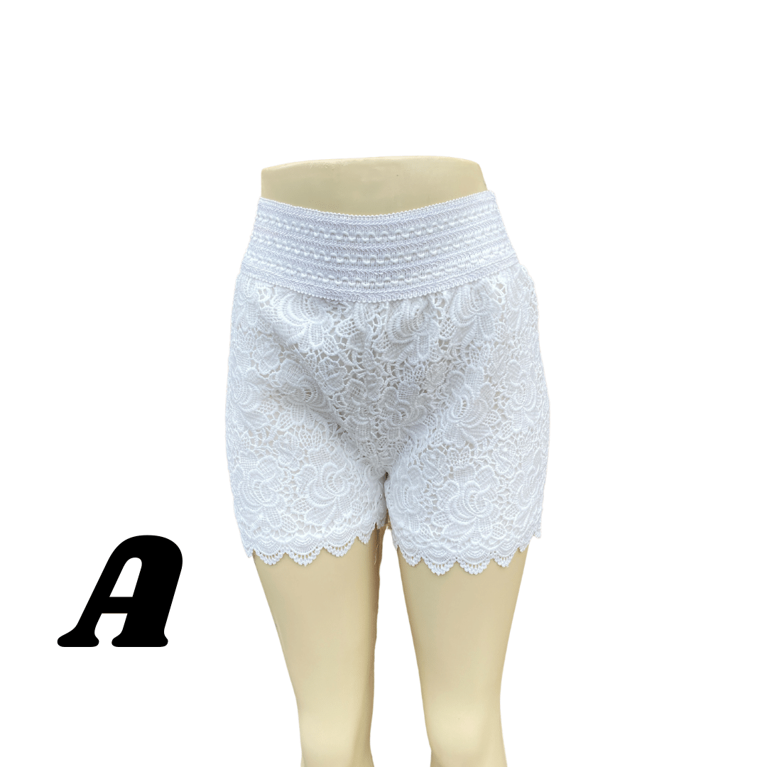 Elastic Waist Crochet Short 6 Pack  (Two Crochet Styles: A or B ) Assorted Color Per Style