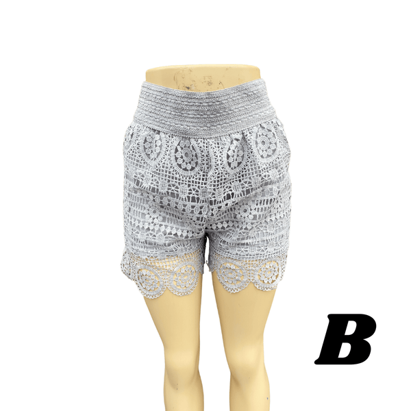 Elastic Waist Crochet Short 6 Pack  (Two Crochet Styles: A or B ) Assorted Color Per Style