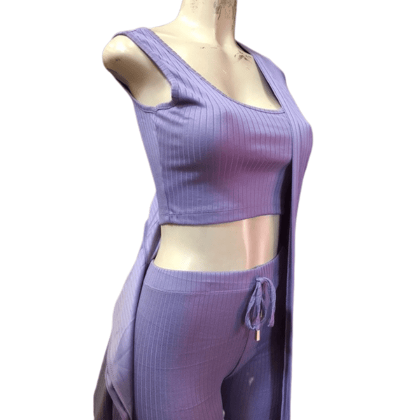 3 Piece Ribbed Active Wear Set 6 Pack Per Color (Size: S-M-L, 2-2-2)