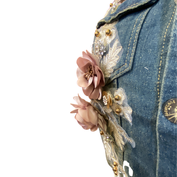 Boutique style Floral Embellished Jean Jacket 3 Pack  (Size: S-M-L, 1-1-1)