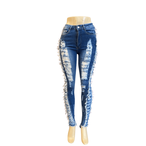 High Fashion Distressed Super Stretch Skinny Leg Jeans 5 Pack Per Color (Size: S-M-L-XL-XXL, 1-1-1-1-1)